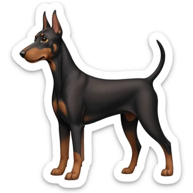 black and tan doberman with floppy ears sticker
