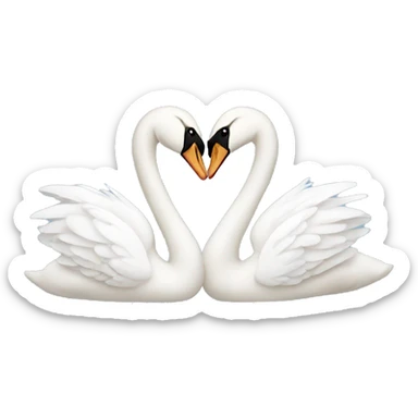 Two swans kissing bending their necks making a heart emoji sticker