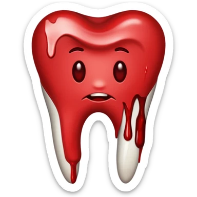 Pulled tooth with blood. sticker