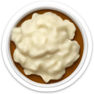 bowl of mashed potatoes with gravy sticker