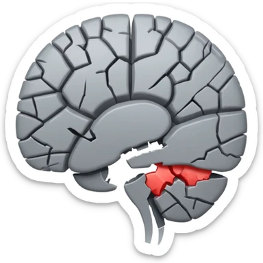 mixed up the heart broken emoji and brain emoji, create a broken brain (keeps the brain emoji color) sticker