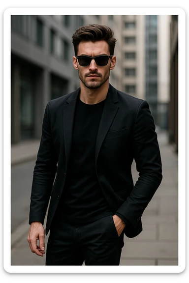 cool sigma character, confident pose, wearing sunglasses, modern style sticker