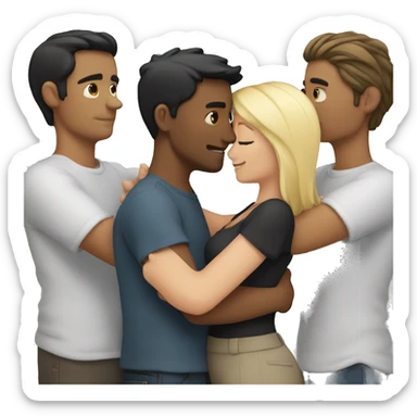 Couple hug  one white male with black hair and a female with blond hair sticker