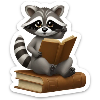 Raccoon with a book sticker