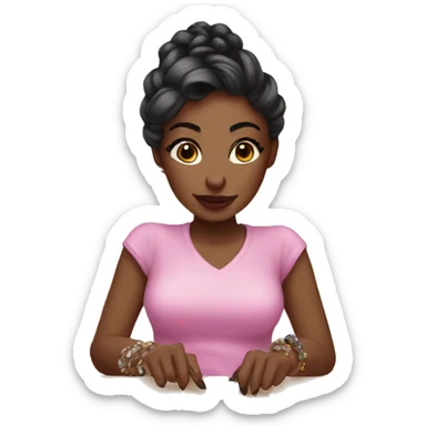 Nail artist doing nails sticker