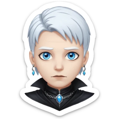 necromancer with black leather outfit white hair sticker