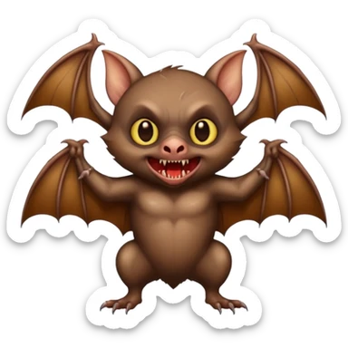 full body of vampire bat with fangs, front face  sticker