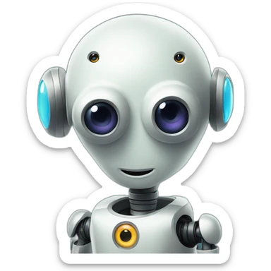 3-eyed kind and caring robot sticker