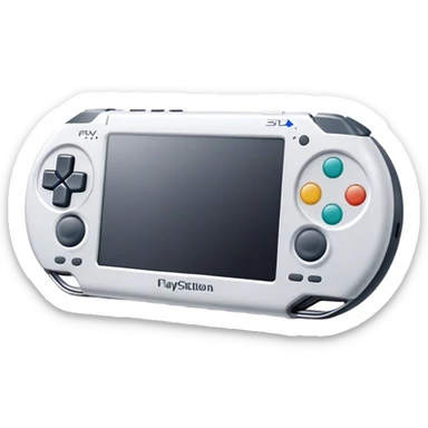 Clash of Clans aesthetic: Cinematic Playful PlayStation Portable (PSP) Portrait Emoji, rendered in a 3D vector-style similar to standard emojis with minimal shading and bold, simplified shapes. A compact, distinct form with signature details, softly glowing with a cutting-edge console technology charm. Simplified yet unmistakably iconic, highly detailed and consistent, glowing with a soft radiance and high shine. Stylized with a touch of technological advancement and a soft glowing outline, capturing the essence of a beloved gaming relic with a friendly, playful manner! sticker