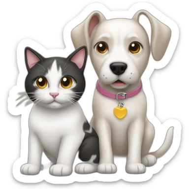 Dog with a cat sticker