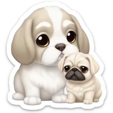 Holland lop bunny with white pug  sticker