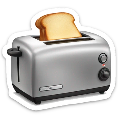 a toaster with toast excitedly popping up sticker
