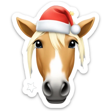Haflinger Horse with an Little Star  paleness and with an christmas hat  sticker