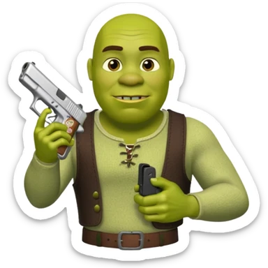 Shrek holding a Glock 19 sticker