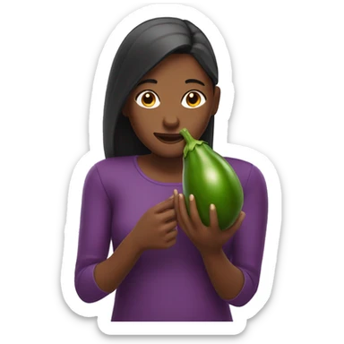 girl holding eggplant sticker