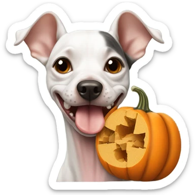 American Hairless Terrier eating pumpkin  sticker