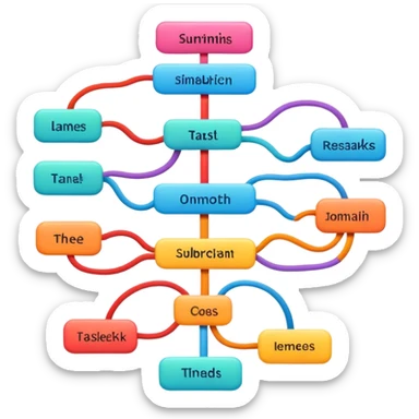 a mind map breaking one task down to three smaller subtasks  sticker