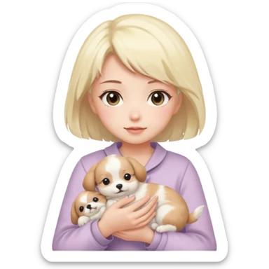 Pastel anime lady holding puppy sticker