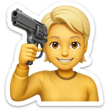 emoji pointing gun to head while smiling  sticker