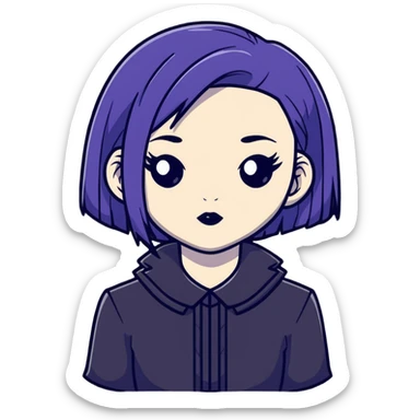 pale skin goth girl with black hair sticker