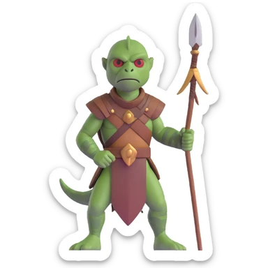 reptilian humanoid troglodyte warrior with spear from Heroes of Might and Magic 3 sticker