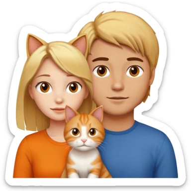 blond-hair-girl-and-brown-hair-man-and-orange-cat sticker