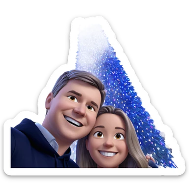 smiling girl and boy under tree sticker