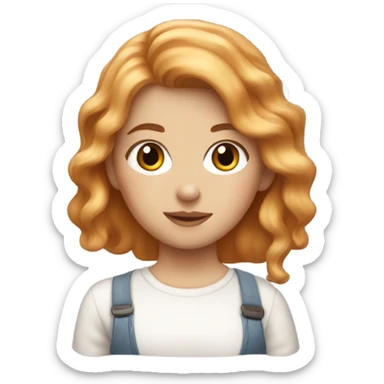 White girl with strawberry blonde hair doing art  sticker
