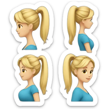 pregnant woman, blonde hair, side ponytail sticker