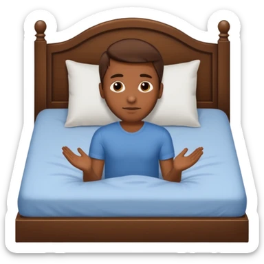 Naked brown haired guy on bed saying come to me sticker