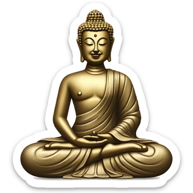 bouddha assis entouré bambou  sticker