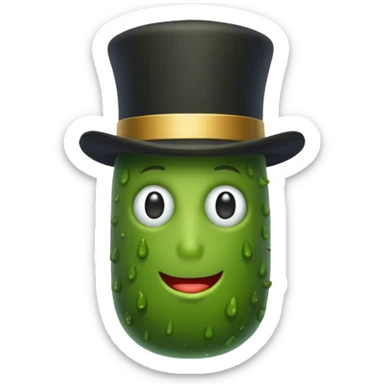 pickle wearing a top hat sticker