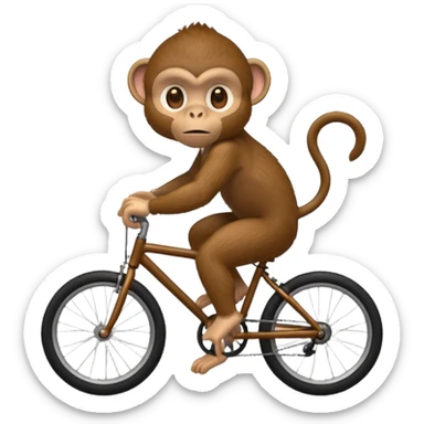 monkey sitting as if he was on a bike but no bike sticker