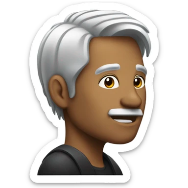 same Side profile and speaking a man in his 40s with silver and black hair sticker