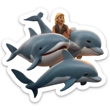 atardecer con delfines sticker