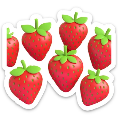 3D emoji style, strawberry, three-dimensional and lively, no expression sticker