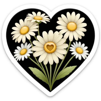 сердечко из ромашек beige sticker