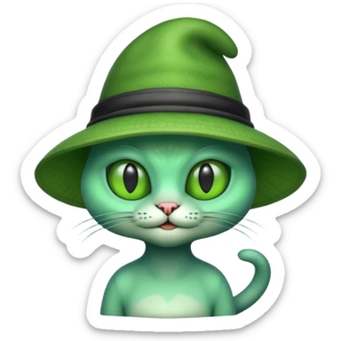 alien cat with hat sticker