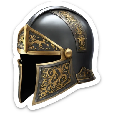 ornate french full-face armet helmet intricate inlays sticker