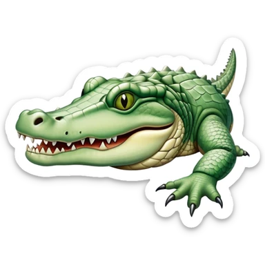 giant fat pale skinned decaying greenish white alligator, vicious sticker