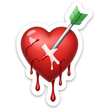 Arrow through a heart with blood drips sticker
