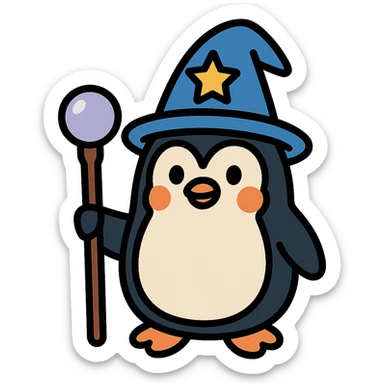 penguin wizard sticker