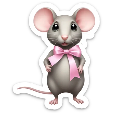 full body fat rat with light pink ribbon bow sticker