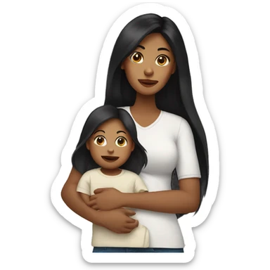Mom with long black hair and baby boy sticker