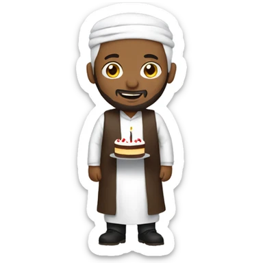 Islamic man with a cake sticker