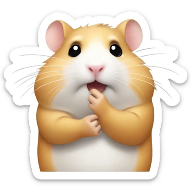 Hamster with hand covering mouth  sticker
