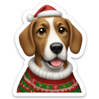 dog wearing a christmas sweater sticker