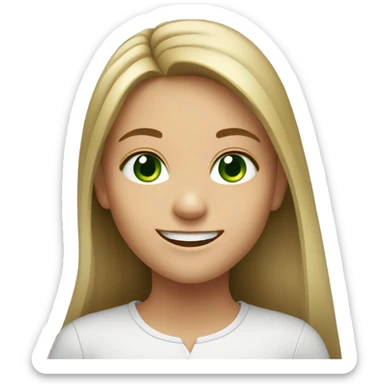 smiling girl with long hair and green eyes sticker