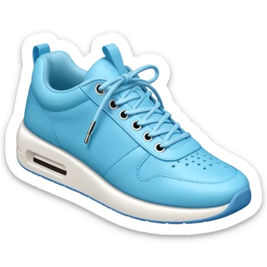 A 3D cartoon Sky Blue sneaker with soft texture, lace-up detail, and smooth reflections, isolated on plain background, Memoji-style. sticker