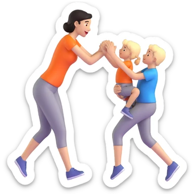 Mother and young son playing together sticker